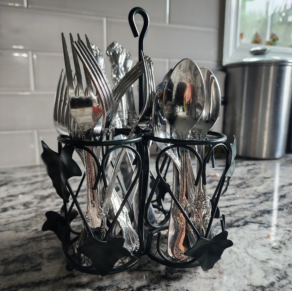 Utensil caddy for silverware  metal